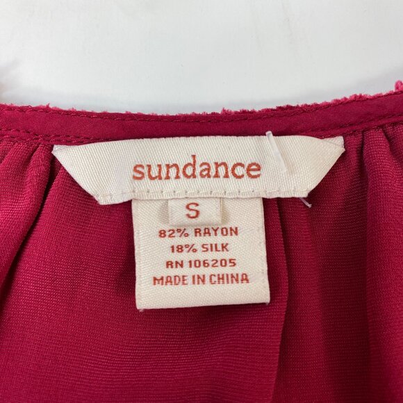 Sundance Womens Red Velvet Peasant Top Short Sleeve Blouse Boho Size Small - Picture 3 of 4